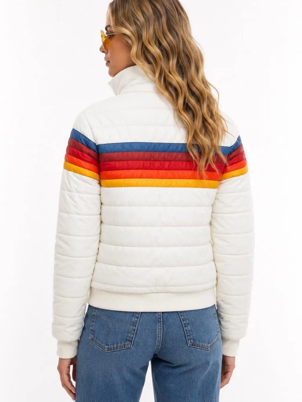 Aviator Nation 5 Stripe Puffer Jacket - White (Size Medium - NWOT) - Picture 2 of 15